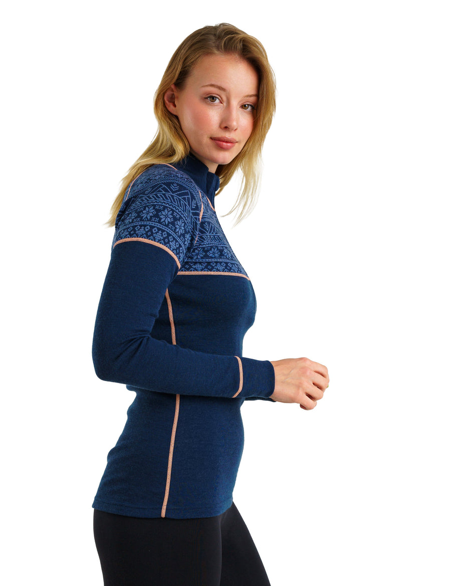 Haut à manches longues demi-zip mérinos 250 Nordic Tale pour femme - Baie