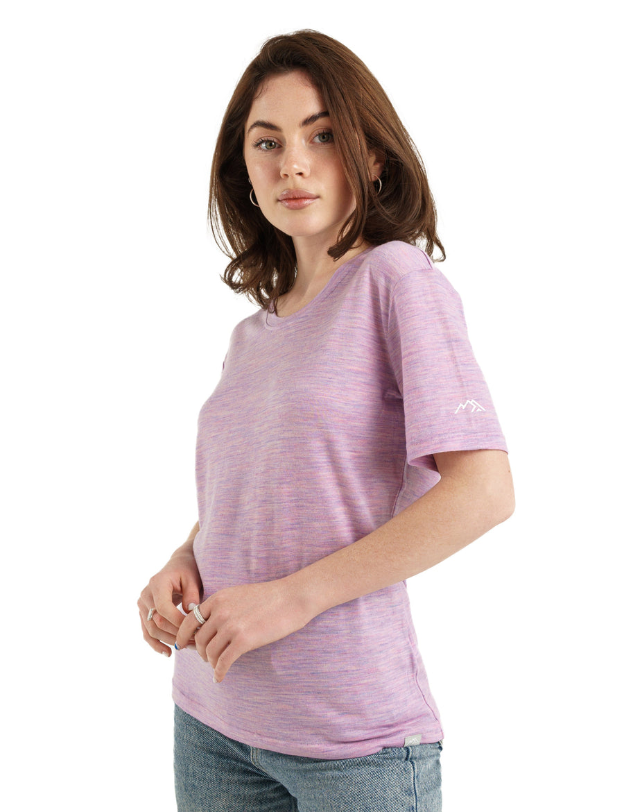 Women's Merino T-shirt 180 Lilac Heather | Crewneck (+socks)