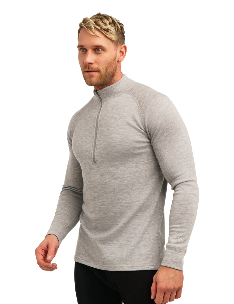 Men's Merino Half Zip Long Sleeve 320 Heather Gray