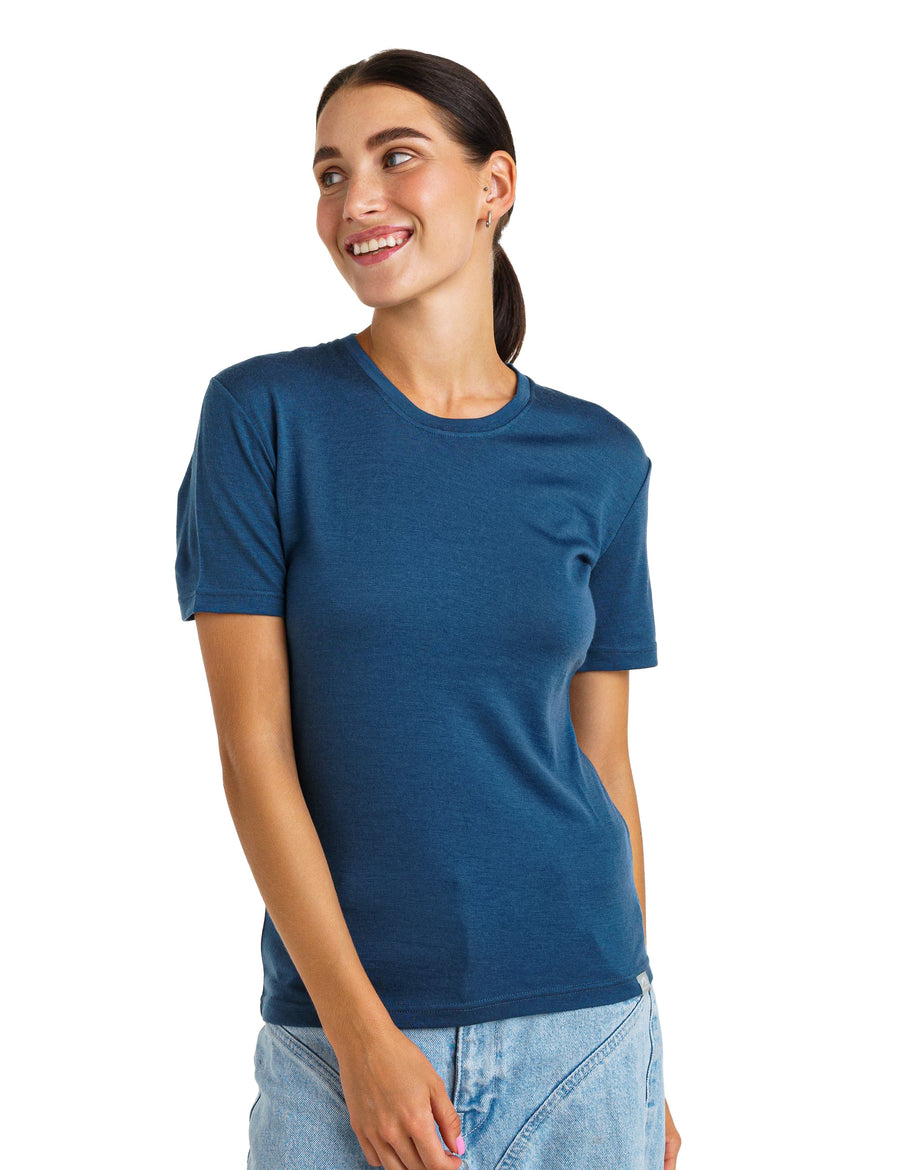 Women's Merino T-shirt 180 Denim | Crewneck