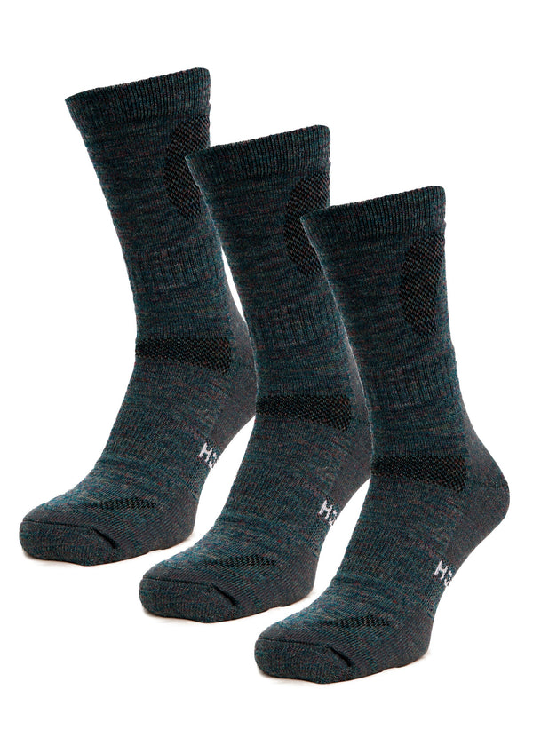 Merino Wool Hiking Socks - (Pack of 3) Dark Green